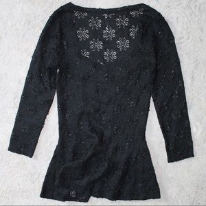 Free People Black Lace Long Sleeve Shirt